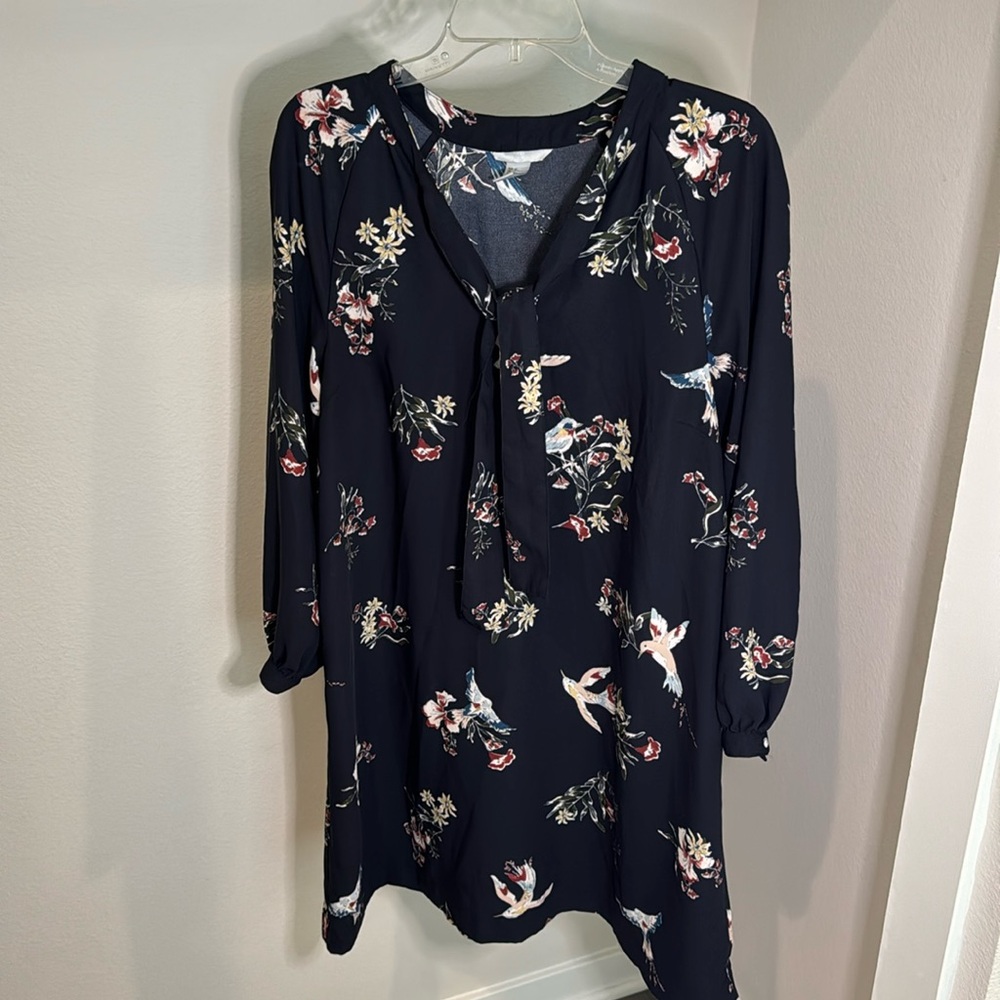 H&M Navy Bird& Flower Dress